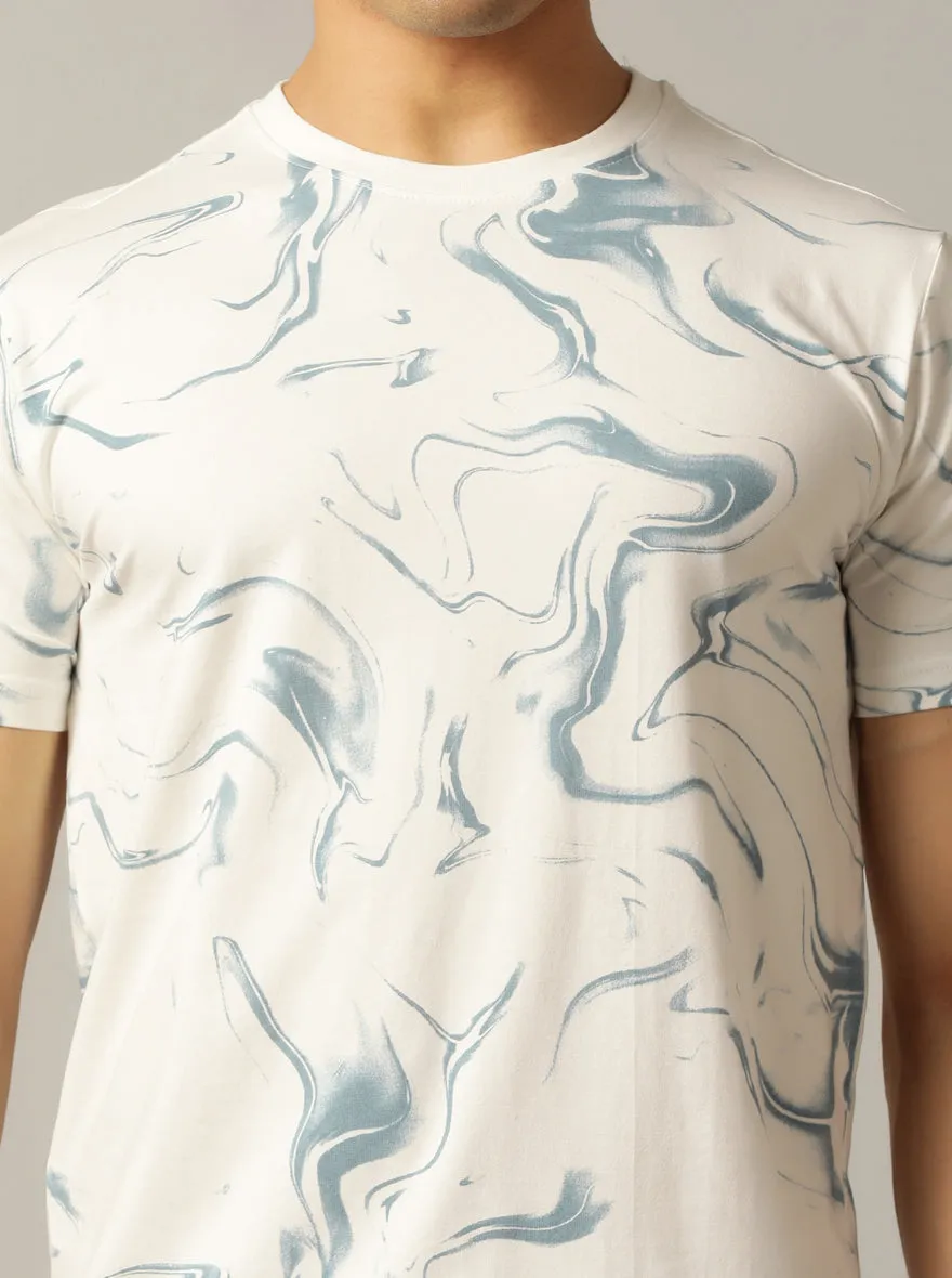 White Printed Slim Fit T-Shirt | JadeBlue