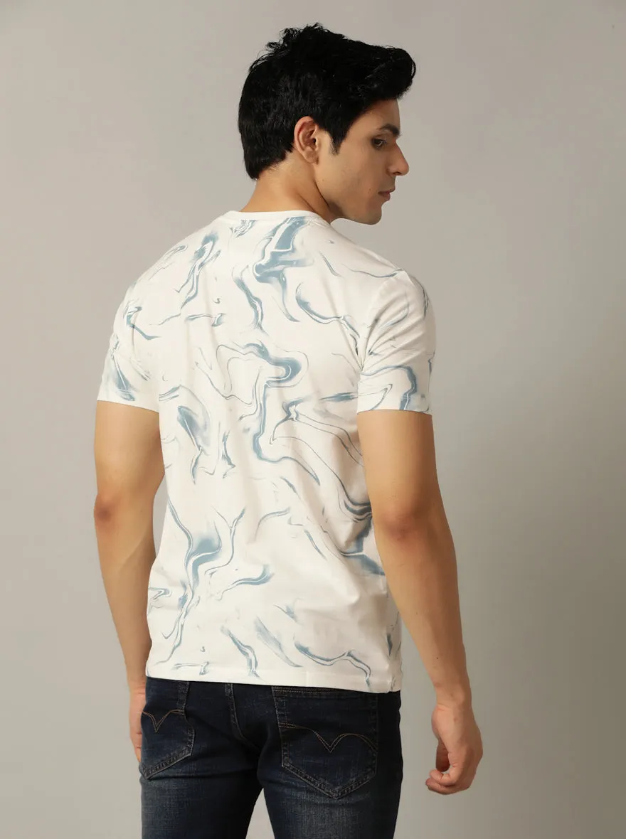 White Printed Slim Fit T-Shirt | JadeBlue