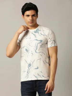 White Printed Slim Fit T-Shirt | JadeBlue