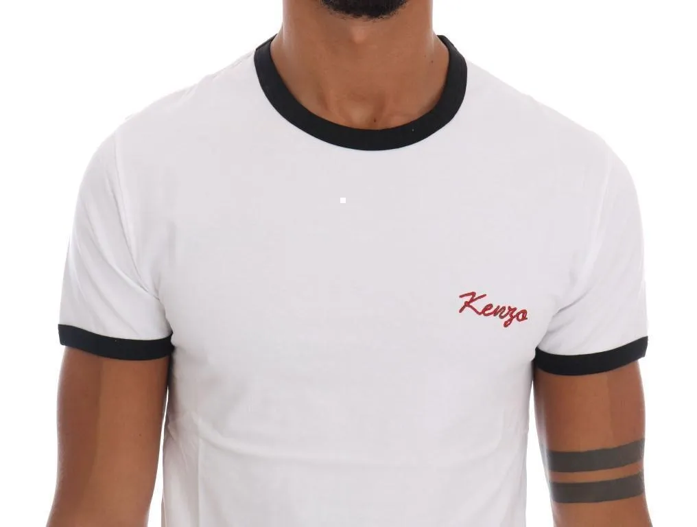 White Stretch Mens Crewneck T-Shirt