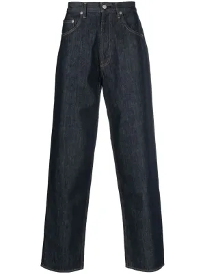 Wide-leg denim cotton jeans