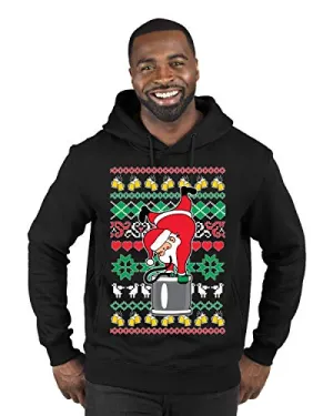 Wild Bobby Santa Keg Stand Beer Drinking Drunk Ugly Christmas Sweater Premium Graphic Hoodie Sweatshirt, Black, Medium