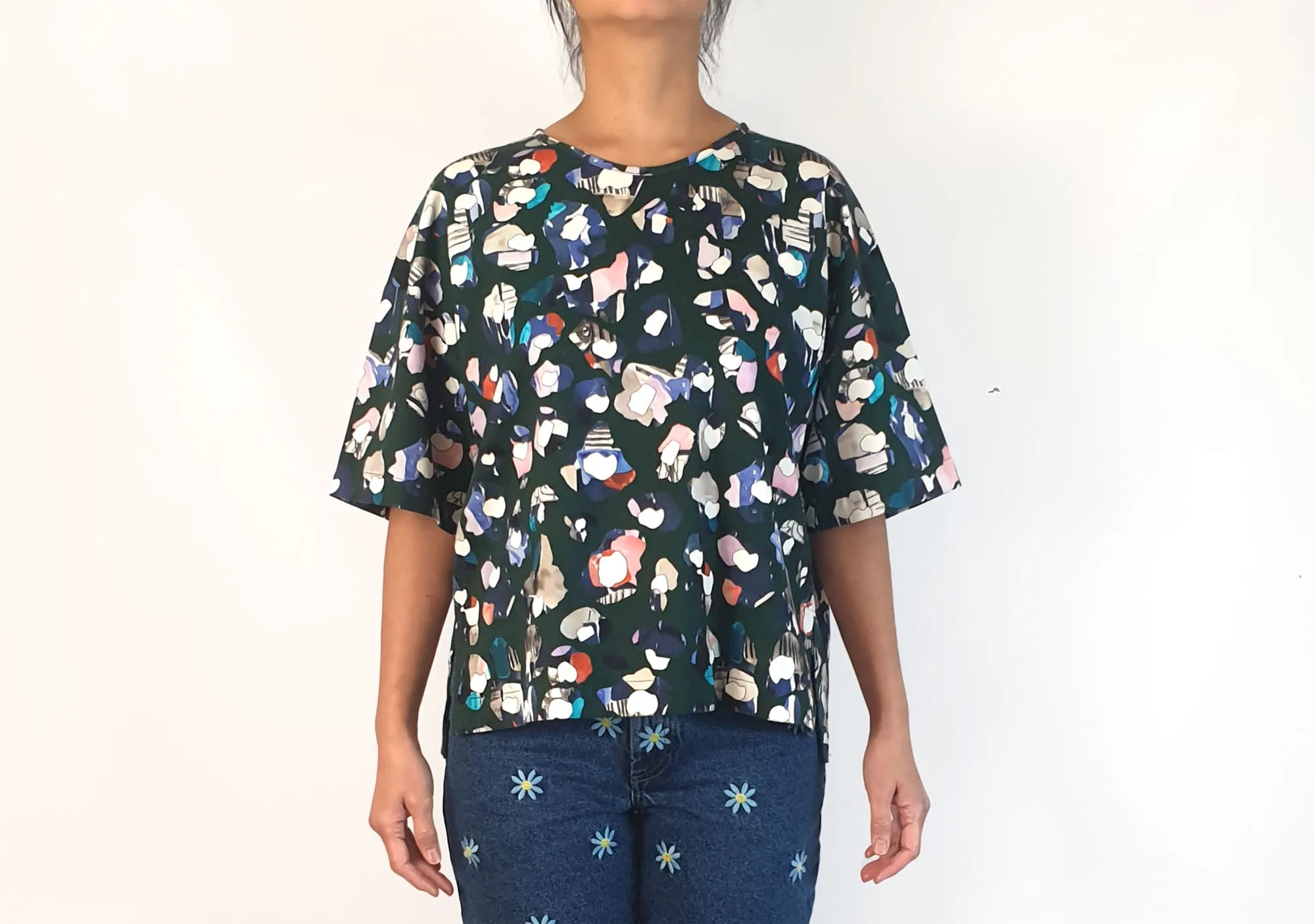 Wolf & Mishka green unique print oversize top size S