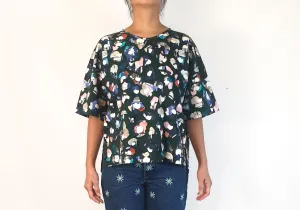 Wolf & Mishka green unique print oversize top size S