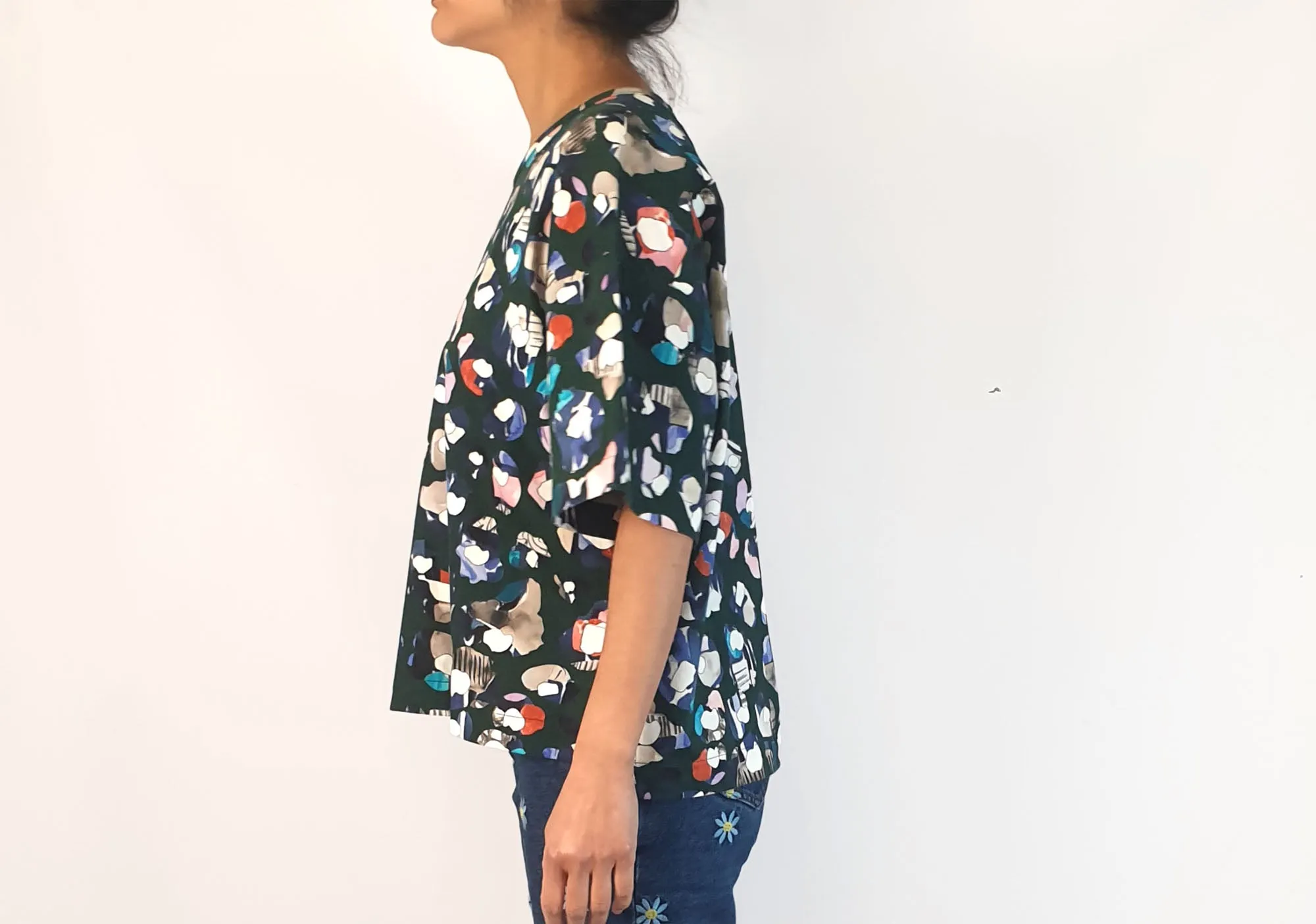 Wolf & Mishka green unique print oversize top size S