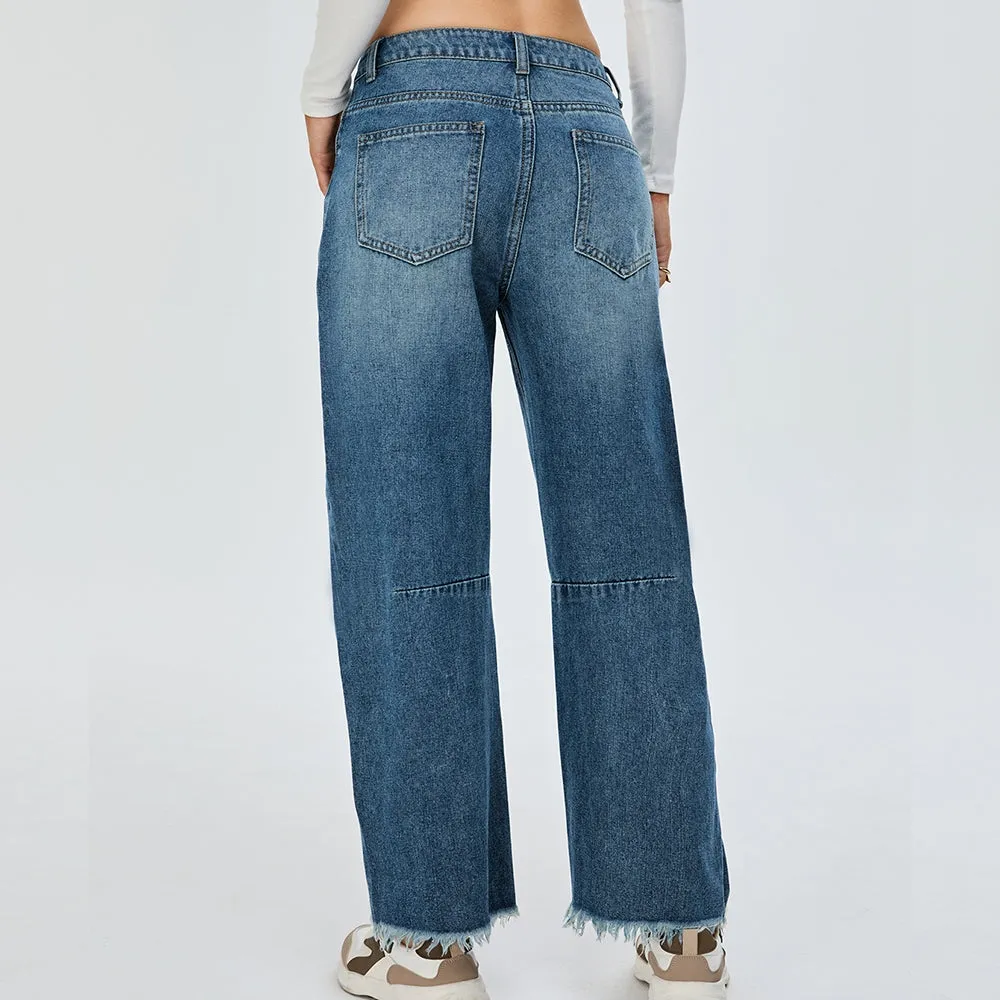 Women Dreamcatcher Sunflower Graphic Baggy Straight Leg Jean