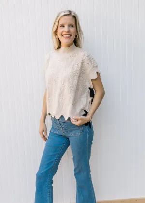 XZ Ecru Short Sleeve Sweater