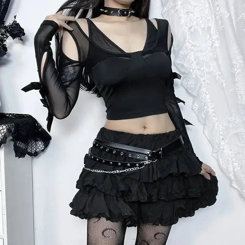 Y2K Gothic Full Zip Jacket for Women in Solid Polyester