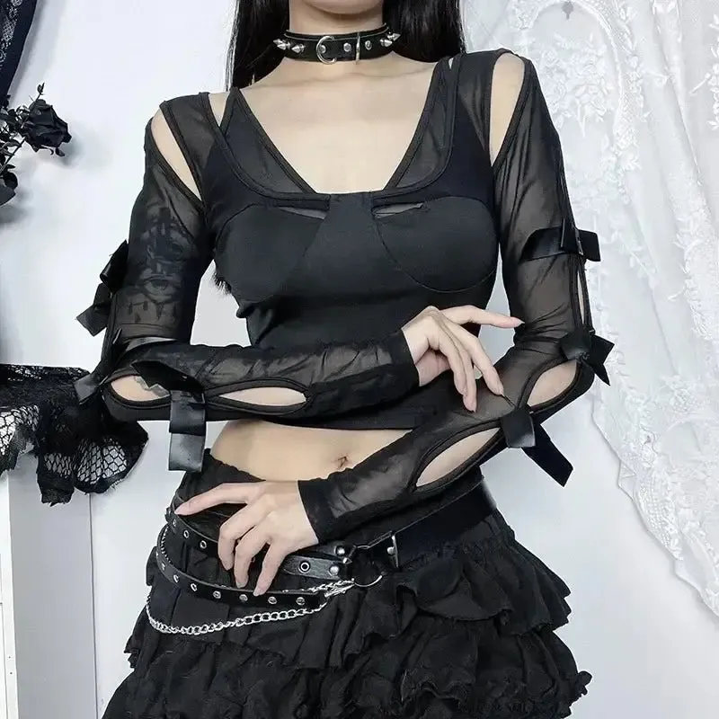 Y2K Gothic Full Zip Jacket for Women in Solid Polyester