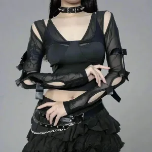 Y2K Gothic Full Zip Jacket for Women in Solid Polyester