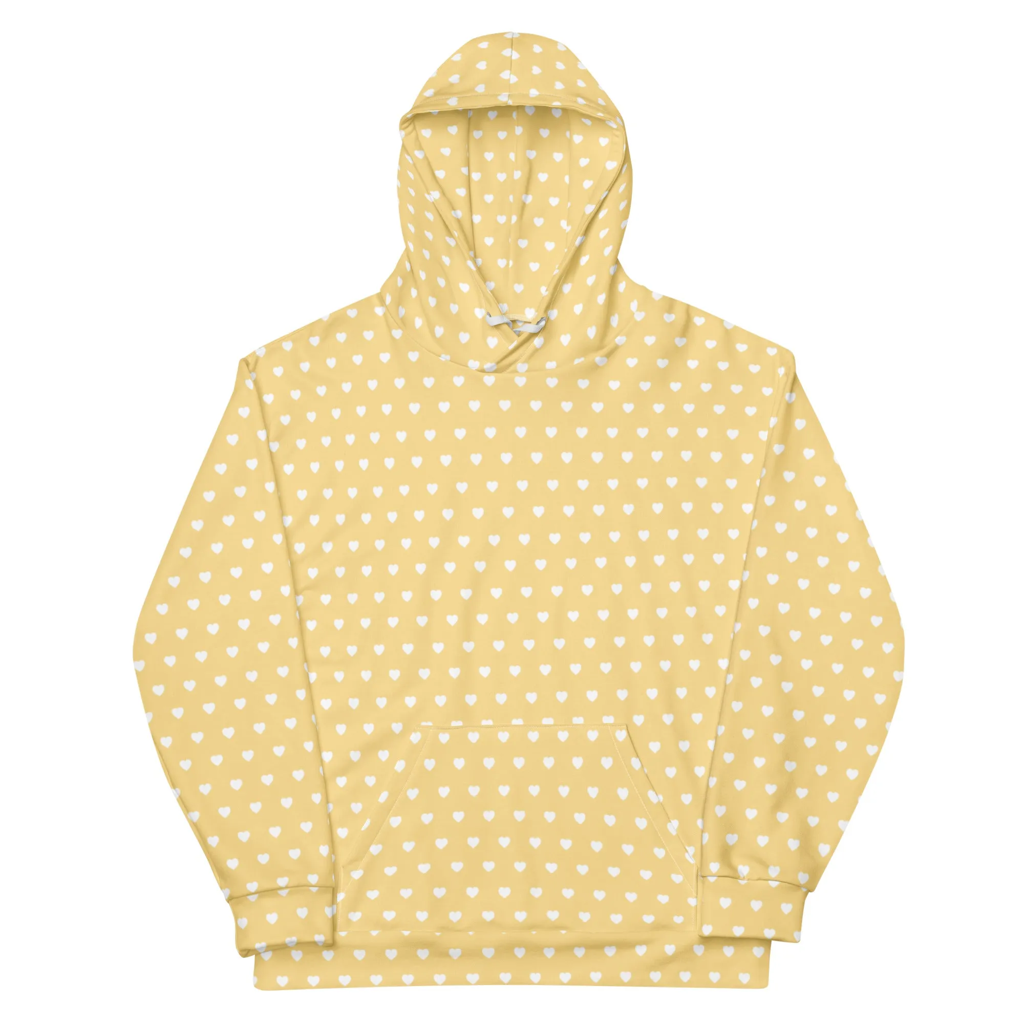 Yellow & White Heart Print Eco Hoodie