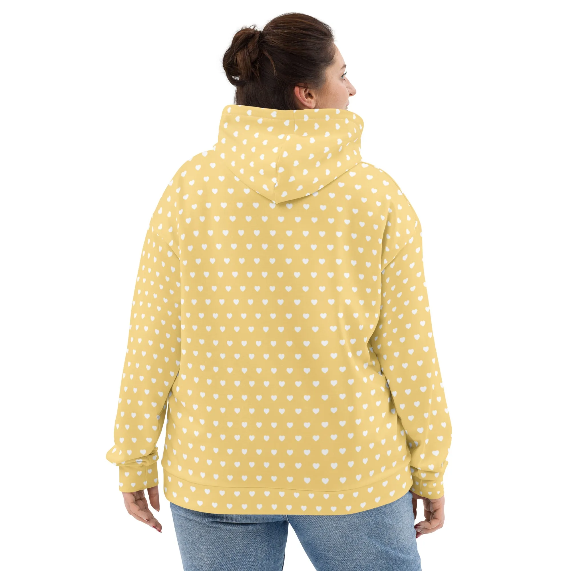 Yellow & White Heart Print Eco Hoodie