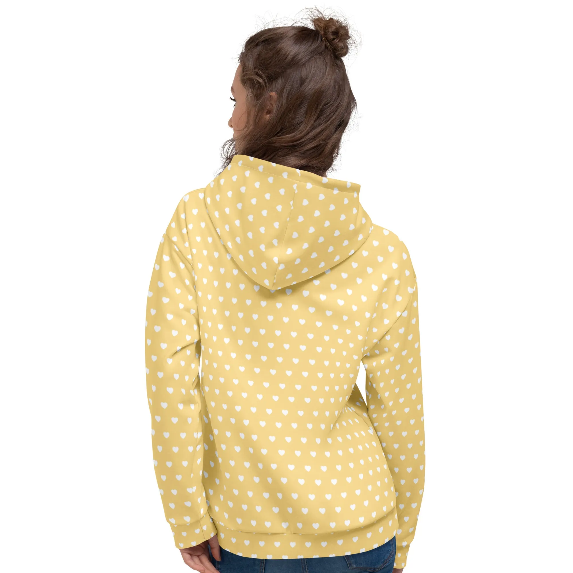 Yellow & White Heart Print Eco Hoodie