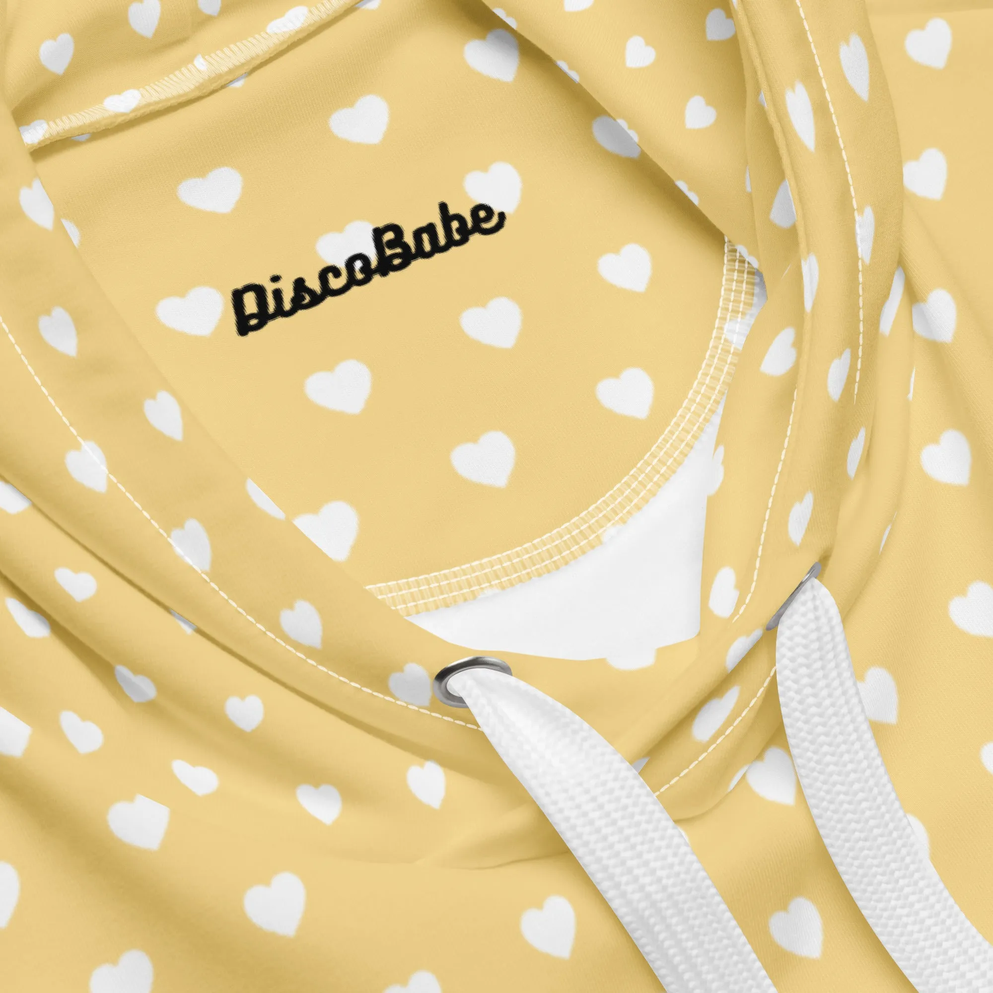 Yellow & White Heart Print Eco Hoodie