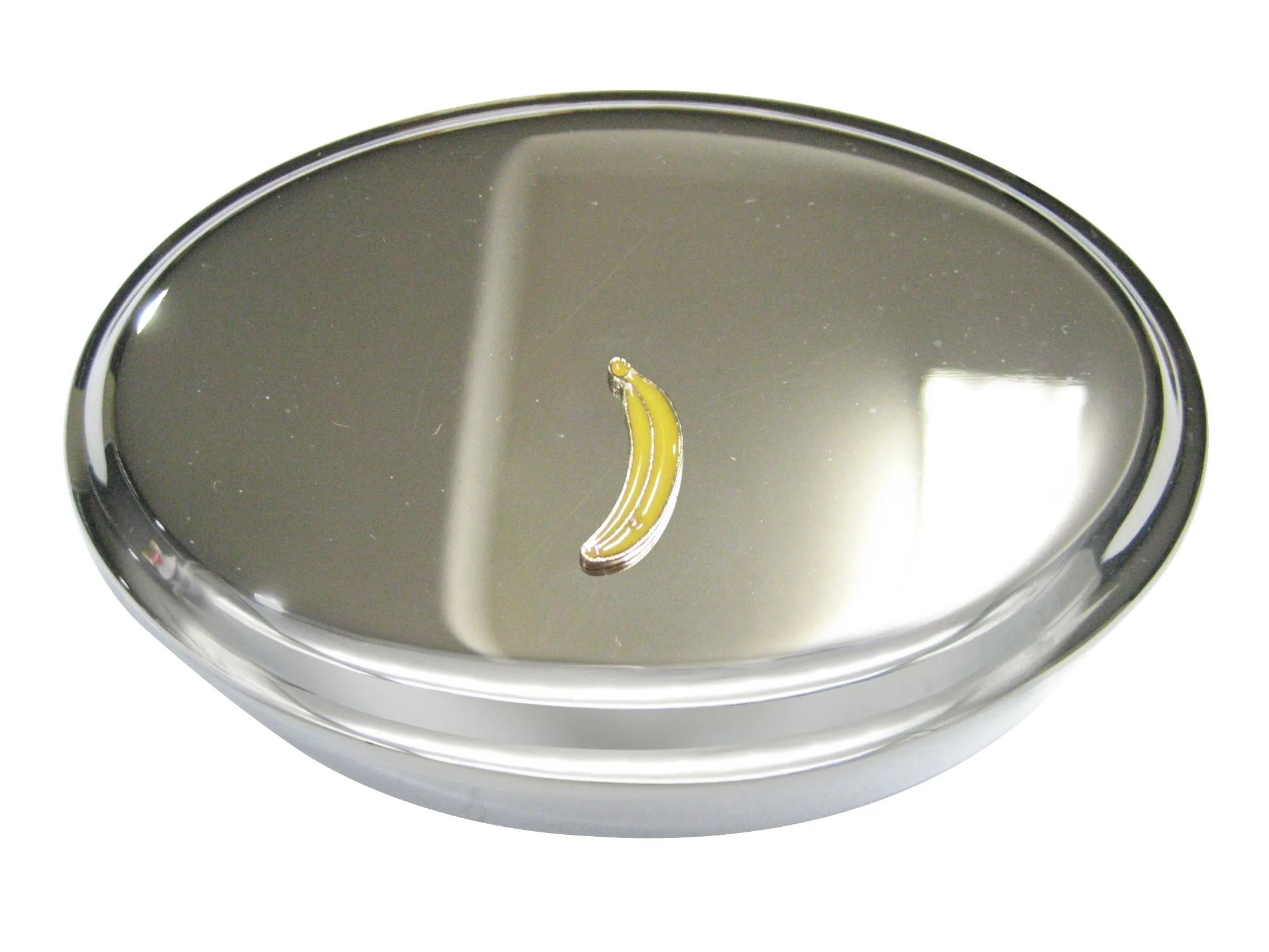 Yellow Toned Flat Banana Fruit Oval Trinket Jewelry Box