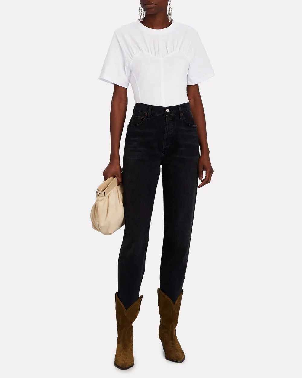 Zazie Bustier-Detail Cotton T-Shirt